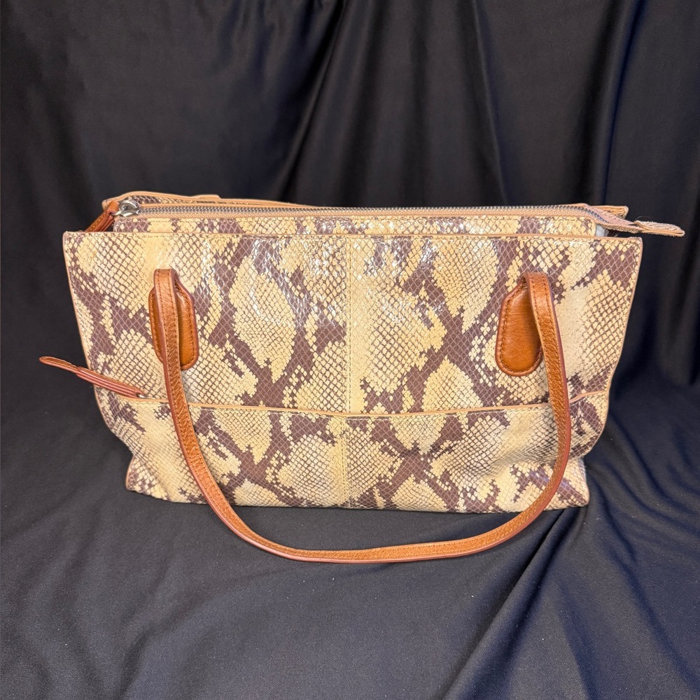HOBO Snakeskin Shoulder Bag with Tan and Brown Accents
